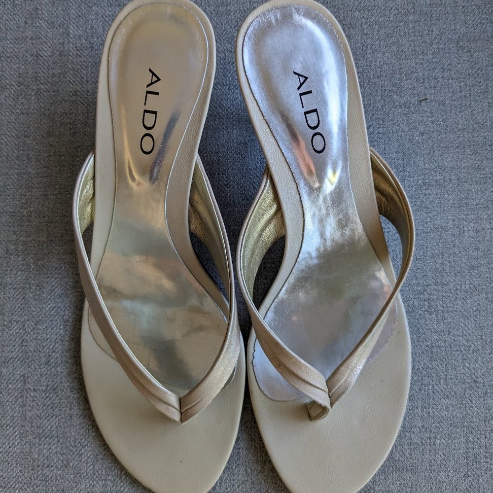 Aldo Gold Flip Flop Heels